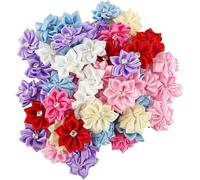 Xushengsheng 50pcs DIY Ribbon Flower Rhinestone Applique Wedding Decoration