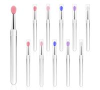 Xushengsheng Lip Mask Applicator Silicone Lip Scrub Brush Lipstick Applicator Stick Reusable Lipstick Tool with Lid Makeup Beauty Pack of 10