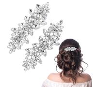 Xushengsheng Set of 2 Rhinestone Hair Clips Pearl French Hair Clips Crystal Hair Clips Shiny Rhinestone Bridal Hair Clips Silver Wedding Hair Clips