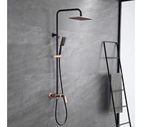 XUSHIQMG Shower Set Luxury Bathroom Rose Gold Black hot and Cold Brass Diverter Shower Mixer Bath Shower kit Rainfall Shower Taps Set, Wall Mounted Shower System,A