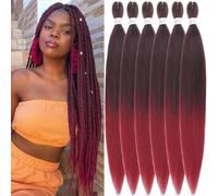 Xusuperb 30 inch Long Pre Stretched Braiding Hair Extensions Ombre Red for Box Braids 6 Packs Itch Free Hot Water Setting Soft Yaki Texture Knotless Kanekalon Synthetic Hair for Braiding