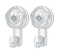 Xutanek 2 Pcs Suction Hooks, Heavy Duty Suction Cup Hooks, Transparent Knob Sucker Hook, Wreath Hanger for Front Door, Bathroom Kitchen Window, Reusable Rotatable No Drill Hooks, Max Load 5KG,
