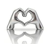 Xutanek Heart Hands Ornament, Modern Sliver Heart Hands Sculpture Home Decoration, Heart Ornament, for Living Room Bedroom, Silver Shelf Ornaments for Office Decor Decorative Home Accessories, 10.5CM