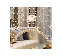 XUTCEKOUYR Arched Crystal Beaded Door Curtain - 20 Strings Hanging Room Divider Panel for Doorway, for Home, Bedroom, Café(Golden)
