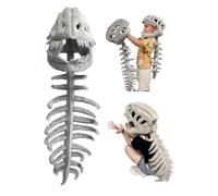 XUTCEKOUYR Dinosaur Skeleton Costume SetSpinosaurus-Style Dino Outfit - 3D Skull Headpiece & Spine for Dress-Up, Parties(Grey,L)