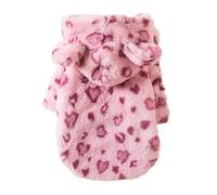 XUTCEKOUYR Leopard Print Dog Hoodie Winter Warm Pet Clothing Leopard Print Dog Coat Pet Winter Coat And Lightweight Pet Clothing(Pink,S)