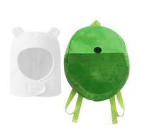 xutengy Adult White Hat and Green Backpack Costume Set, Anime Character Cosplay Accessory Kit for Halloween Party Dress Up, Plush Beanie Cap and Adventure Bag Prop for Men Women