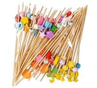xutong 200 Pieces Decorative Sticks for Appetizers, Wooden Cocktail Sticks 12 cm Bamboo Skewers for Cocktail Fruits Suitable for Food and Drink Decoration