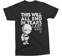 XUTSE Marvin The Paranoid Android This Will All End in Tears T Shirt Black XL