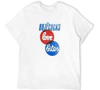 XUTSE Men's Buzzcocks 'Love Bites' T Shirt Casual Graphic Tops White S