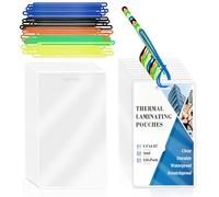 XUWAIDSGN 100 Pack 5 Mil Laminating Pouch with Colorful Loop 2 1/2 x 4 1/4 Luggage Tag Laminating Pouches with Slot Hole Thermal Laminate Pouch Tags Kit Resealable for Work Permits P