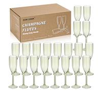 XUWAIDSGN 24 Pcs Champagne Flutes Plastic Wine Glasses Bulk Vintage Champagne Flutes Mimosa Bar Glasses Stemmed Drinking Cups 5.4OZ for Christmas Birthday Wedding Bride (24, Sage Green)