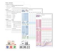 XUWAIDSGN Yahtzee Kniffel Dice Game Set 5 Dice Poker Dice 2 Score Table 2 Game Instructions Winning Cards Game Blocks Pack of 14