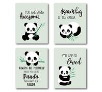 XUWELL Inspirational Quotes Cute Panda Wall Art Prints, Girls Boys Gifts for Nursery Kids Bedroom Classroom Decor, 8 x 10 Inch Unframed Set of 4 Prints