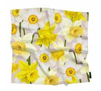 Xuwenz Saint Patrick Day Head Scarf Silk Feel Like Green Clover Leaf Seamless Repeat Pattern Bandana Soft for Women Girls, Blossoming Daffodils, 35x35 Inch