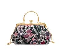 XUWEWI Embroidery Evening Bag Female Embroidery Flower Evening Bag Women Gorgeous Party Clutch Purse Elegant Chain Shoulder Bag Banquet Dinner Handbag(PURPLE)