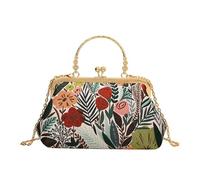 XUWEWI Embroidery Evening Bag Female Embroidery Flower Evening Bag Women Gorgeous Party Clutch Purse Elegant Chain Shoulder Bag Banquet Dinner Handbag(Green)