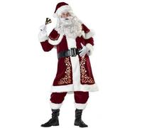 XUWEWI Santa Claus Costume Santa Claus Costume Christmas 12pcs Deluxe Velvet Suit For Adults Teenager Plus Size(XXL,B)