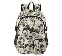XUWU Travel Laptop Backpack Fits 14 Inch Computer Student School Bag with Reflective Strip for Kids Boys Girls Middle High, Bat Flowers, One Size, Fashion Printing Student Bookbag