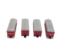 XUXHOU 1:60 Scale Retro Toy Trains Set, 4 Pcs Alloy Pull Back Toys for Kids Friction Powered Model Trains, Inspires Curiosity & Exploration in Young Minds, Great Size for Gifting & (Red)