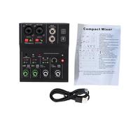 XUXHOU 2 Channel Live Performance Mixer Sound Mixer with Multiple Inputs Phantom Power Independent Control Knobs Metal Shell for Recording Stage Performance (Black)