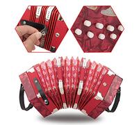 XUXHOU 20 Button Concertina Accordion, Lightweight ABS Material, Easy to Learn and Play, Suitable for Children and Adults, Comes with a Practical Carrying Bag (Red)