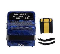 XUXHOU 22 Keys 8 Bass Accordion, Professional Button Reed Instrument for Beginners with Back Straps, for Grade Testing, Materials, Accordion Bag (Deep Blue)