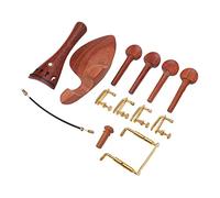 XUXHOU 4/4 Violin Parts Set Rosewood Tailpiece Chinrest Tuning Pegs Tail Post Metal Fittings with Screws and Tailgut for/Violin Replacement and Repair