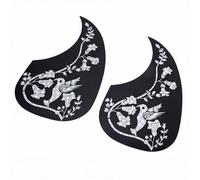 XUXHOU Acoustic Guitar Pickguard, Water Drop Shape Scratch Protection Plate with 2 Pieces Clear Plastic Guards, for 40 41 Inch Acoustic Electric Guitar (Morning Glory and Bird)