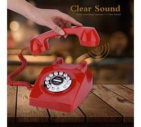 XUXHOU Ancient Vintage Telephone with Transparent Sound Numbers Memory for Classical Home Decoration, Defenseless Portable Fixed Line for Emergency Use (Red)