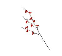 XUXHOU Artificial Plum Flower Stem Realistic Silk Fake Spring Blossom Decoration, Lifelike Mini Plum Branches for Elegant Occasions, 1 Piece, Wedding and Party Decor (Red)