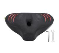 XUXHOU Bike Seat Cushion, Cycle Seat Cushion Wide Thickened Shock Absorption with 3D PU Leather and Hollow Air Guide for Bike Cycling Indoor Outdoor Riding (Black Red)