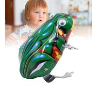 XUXHOU Clockwork Frog Toy, Retro Wind Up Jumping Frog with Tinplate Construction, Green Color, for Collectors