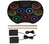 XUXHOU Electronic Drum Pad, 9 Pads Electronic Drum Set Portable Colored Hand Rolled Practice Percussion Instrument Accessories for Kids Adult Beginner (Colorful (#1)