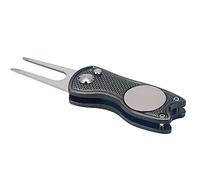 XUXHOU Foldable Divot Tool, Magnetic Ball Marker with Ergonomic Knurled Handle, Stainless Steel and Aluminum Alloy for Course Repair (Black)