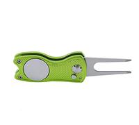 XUXHOU Foldable Divot Tool, Magnetic Ball Marker with Ergonomic Knurled Handle, Stainless Steel and Aluminum Alloy for Course Repair (lime green)