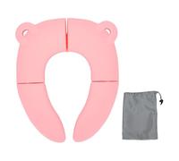 XUXHOU Foldable Potty Seat, PP Material Quick Drying Design (Pink) | 6 Anti Slip Pads, 2 Stabilizing Tabs, Discreet Carrying Pouch, Easy Storage Quick Access, Easy Hanging, for Toddlers