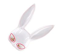 XUXHOU Glowing Bunny Mask, Half Face Rabbit Mask with 4 Lighting Modes Steady Slow Fast Blinking, for Halloween Party Dance Show (White)