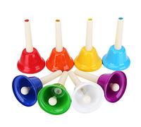 XUXHOU Hand Bells, 8-Note Colorful Metal Hand Bell Handbells Set Musical Instrument Toy for Kids Children