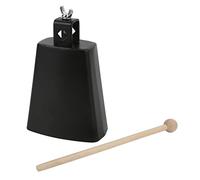 XUXHOU Metal Cow Bell Noise Maker Hand Percussion Instrument with Maple Stick for Drum Set Family Farm Ranch Black (5 Inch)