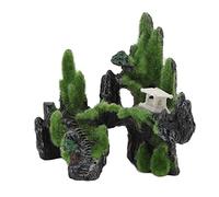 XUXHOU Moss Rockery Aquarium Decoration with Pavilion | resistant, Safe for pets, Unique mountain view