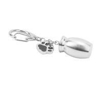 XUXHOU Pet Urns Keychain, Stainless Steel Dog Ashes Keepsake Memorial Jewelry with Print, for Dog Cat Cremation Ashes Storage (Silver)