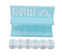 XUXHOU Running Tracker, Desk Running Mileage Tracker Numeral Blocks Marathon 5K 10K Training Decor with Sophisticated Design for Runner's (Cyan)