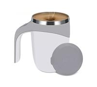 XUXHOU Self Stirring Coffee Mug Fine Polished 304 Stainless Steel Automatic Magnetic Stirring Coffee Mug for Milk Juice 380ML (White)