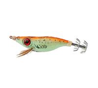 XUXHOU Squid Jig Fishing Bait, Luminous Glow in Dark Night Artificial Slow Sinking Lure, with Line Tie and Floating Lifelike Gill for Squid Fishing in Dark Environment (Orange)
