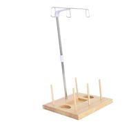 XUXHOU Thread Holder for Sewing and Embroidery, Sturdy Wooden Base Large Spool Thread Stand for Home Use, Lightweight and Practical Design, Includes 8 Accessories (Pine, Plastic 4)