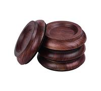 XUXHOU Upright Piano Caster Cups, 4Pcs Solid Wood Coasters with Anti Slip EVA Pad for Floor Protection and Shockproof, Black Walnut Sapele Zebra Wood Options