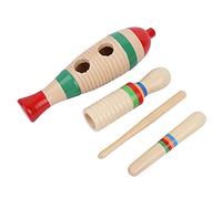 XUXHOU Wooden Guiro Percussion Instrument with Sound Tube for Children, Children's Toy, Clear Sound, Wooden Material, Great Music Development
