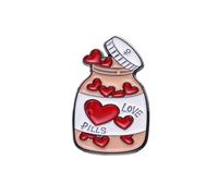 XUXINYCS 3PCS Cute Enamel Pin Brooch Happy Take Care Music Love Pill Creative Medicine Jar Metal Badge Health Brooch Pins