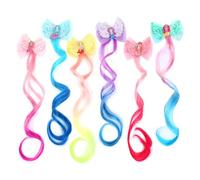 xuxisowo 6-Colors Hair Bows Clips Hair Accessories For Girls Bows For Girls Braided Curly Gradient Color Wig